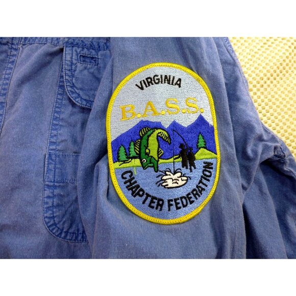 Bimini Bay Outfitters Ltd Blue Fishing Shirt L Strike King Lures & B.A.S.S. Patc - Picture 4 of 16